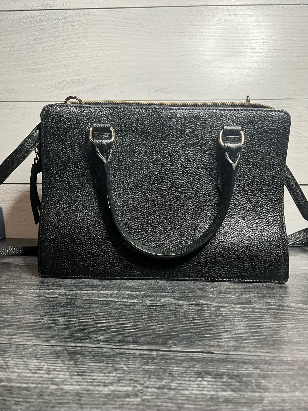 kate spade black pebbled leather crossbody satchel - Picture 2 of 12